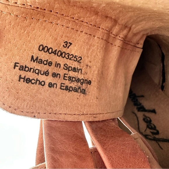 Free People leather strappy cutout ankle boot Jesse tan lug sole beige camel 37 - Picture 7 of 16